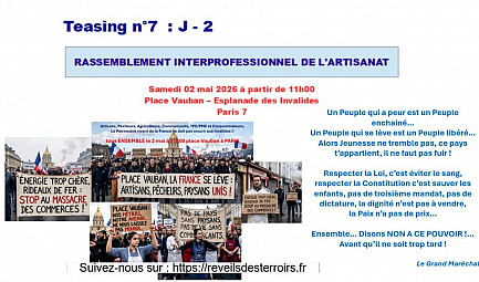 Acteurs Locaux de ''Réveils des Terroirs'' - Teasing n° 7 : J - 2 RASSEMBLEMENT INTERPROFESSIONNEL DE L'AR..