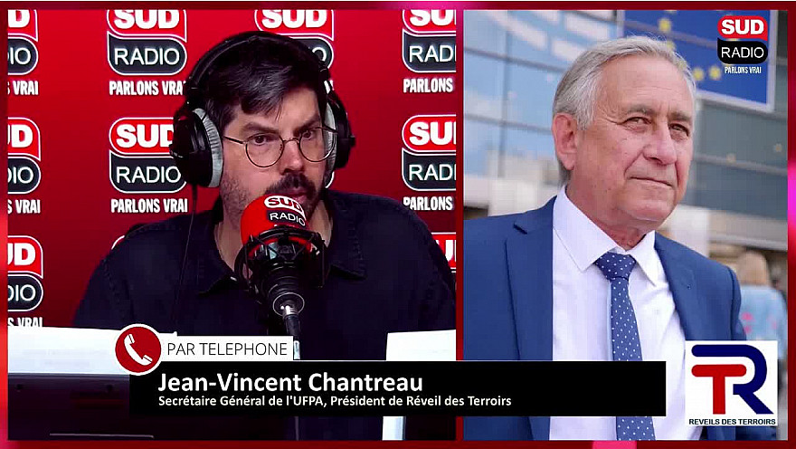 TV Locale Paris - Jean-Vincent Chantreau sur SUD-Radio pour 'Réveils des Terroirs' et l'UFPA à J-2 de la mobilisation du 2 mai Place Vauban - Paris